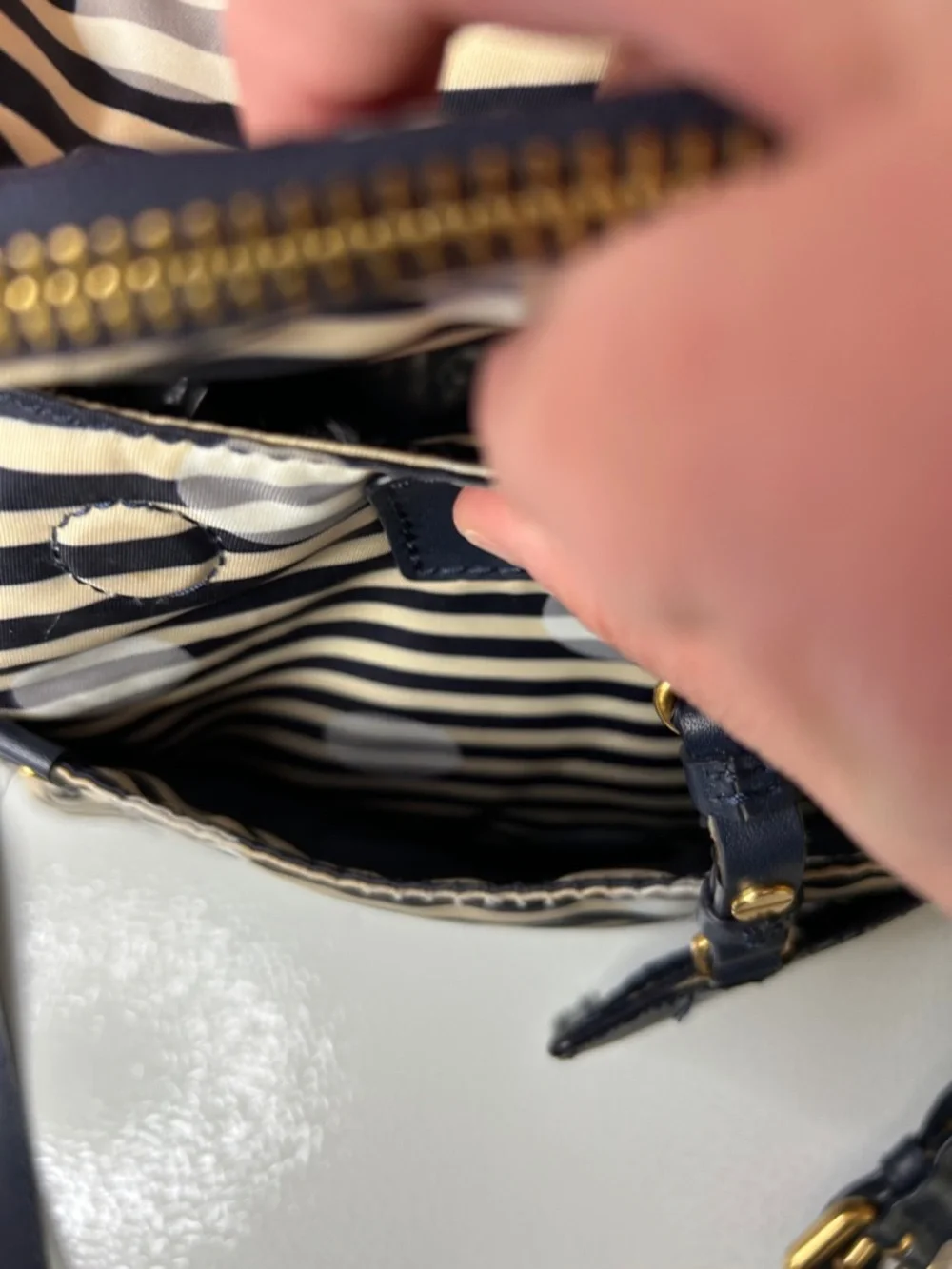 Marc By Marc Jacobs Black and White Striped Polka Dot Crossbody Bag - Picture 6 of 12